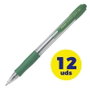 Pilot Super Grip Bolígrafos Retráctiles Verdes, 12 unidades